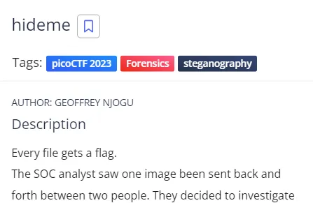 PicoCTF 2023 - hideme (Forensics 100 Points)