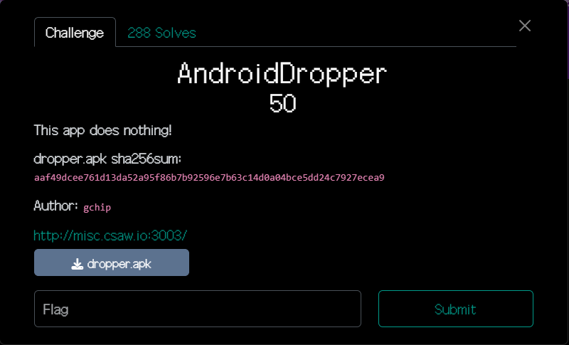 CSAW'23 - AndroidDropper (Misc)